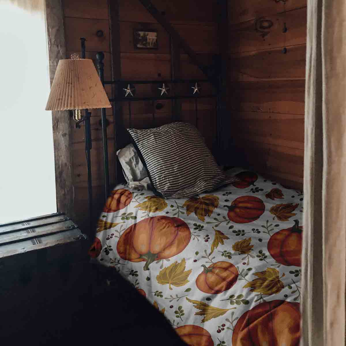 Original Therapiedecke - Baumwollbezug Weiß mit großen Kürbissen