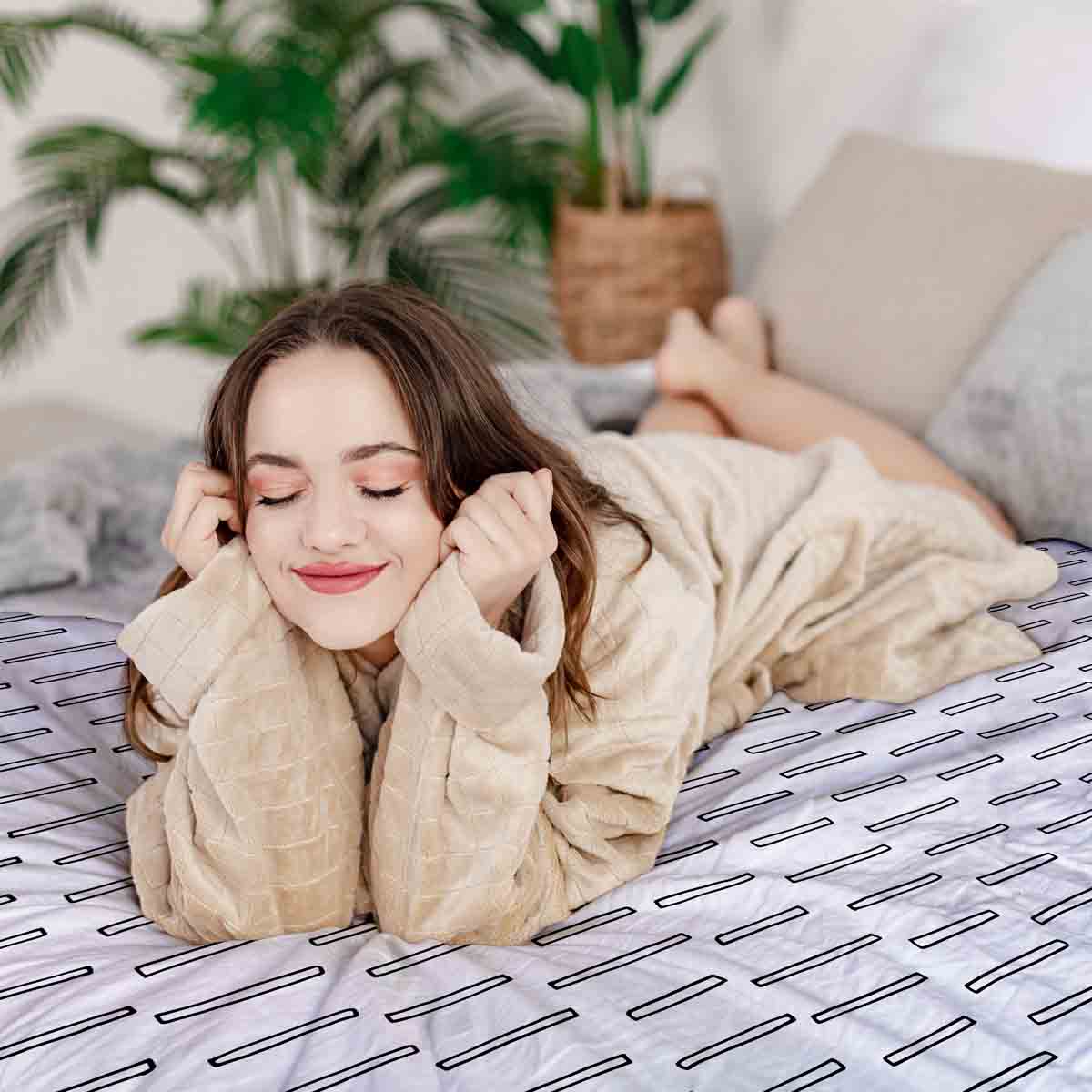 Original Therapiedecke - Baumwoll Bettwäsche Set Weiß dicke Streifen