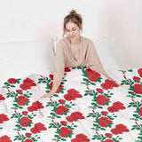 Therapiedecken Bettwäschen Set Weiß mit Rosenstrauch