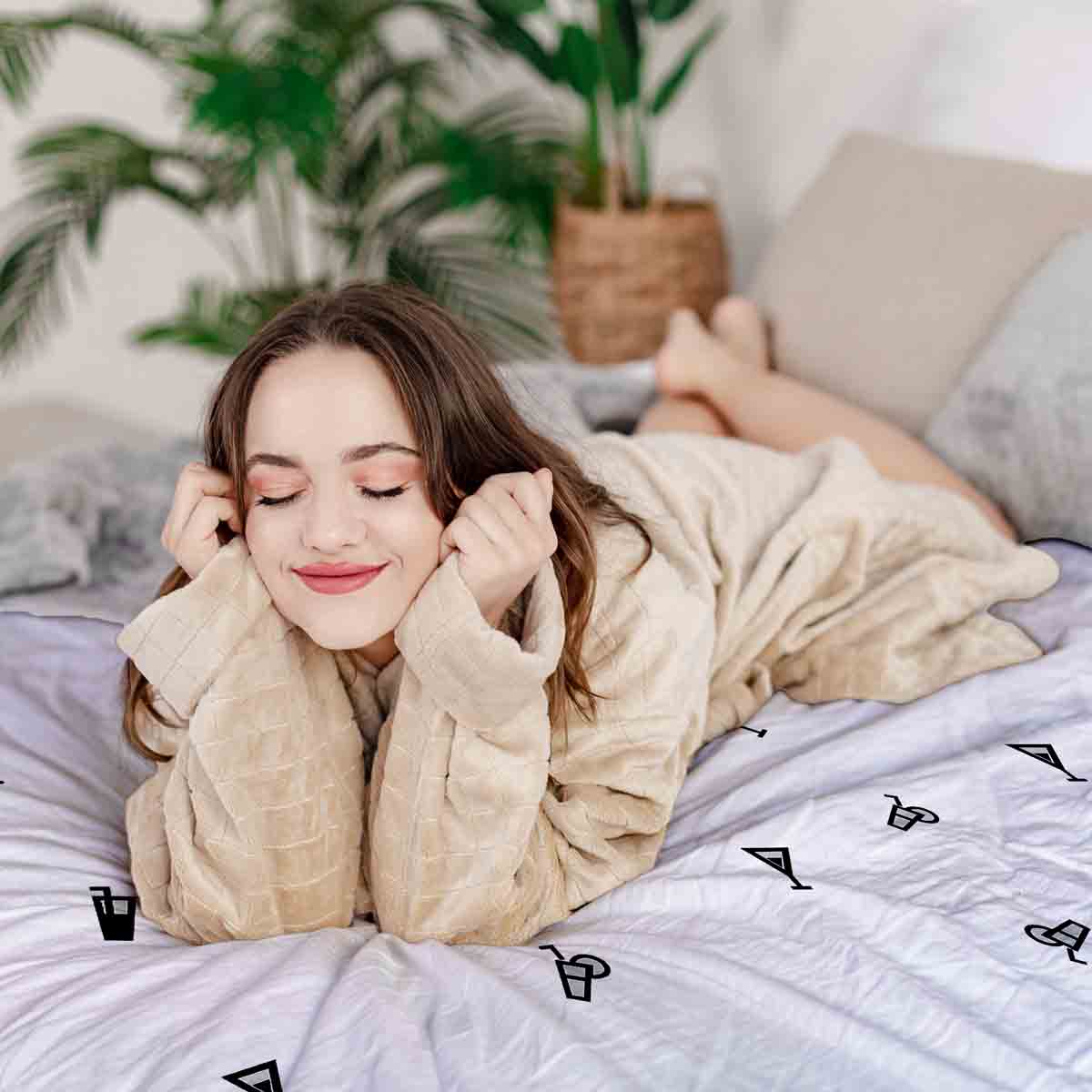 Original Therapiedecke - Baumwoll Bettwäsche Set Weiß Cocktails