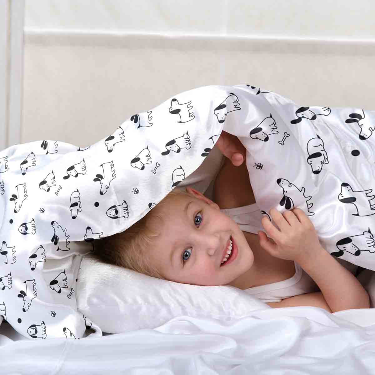 Original Therapiedecke - Baumwoll Bettwäsche Set Weiß mit Hunden