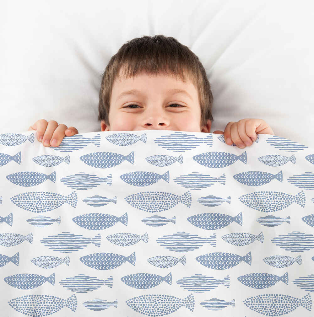Original Therapiedecke - Baumwollbezug blaue Fische
